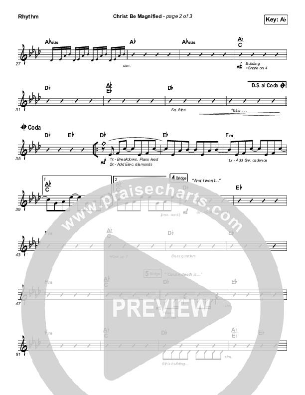 Christ Be Magnified (Live) Rhythm Chart (Bethel Music / Cory Asbury)