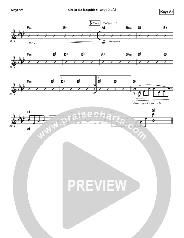 Christ Be Magnified (Live) Rhythm Chart (Bethel Music / Cory Asbury)