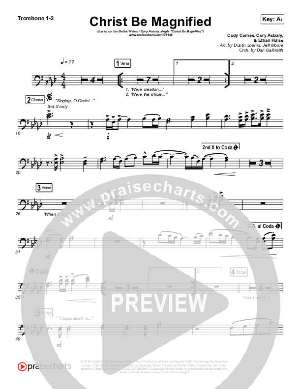 Christ Be Magnified (Live) Trombone 1/2 (Bethel Music / Cory Asbury)