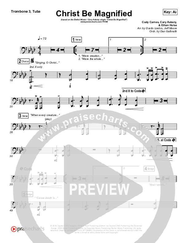 Christ Be Magnified (Live) Trombone 3/Tuba (Bethel Music / Cory Asbury)