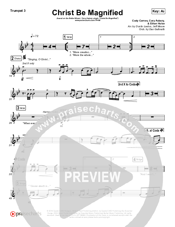 Christ Be Magnified (Live) Trumpet 3 (Bethel Music / Cory Asbury)