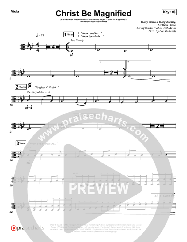 Christ Be Magnified (Live) Viola (Bethel Music / Cory Asbury)