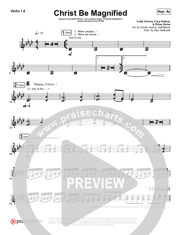 Christ Be Magnified (Live) Violin 1/2 (Bethel Music / Cory Asbury)