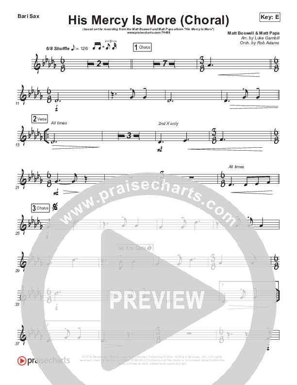 His Mercy Is More (Choral Anthem SATB) Bari Sax (Matt Papa / Matt Boswell / Arr. Luke Gambill)