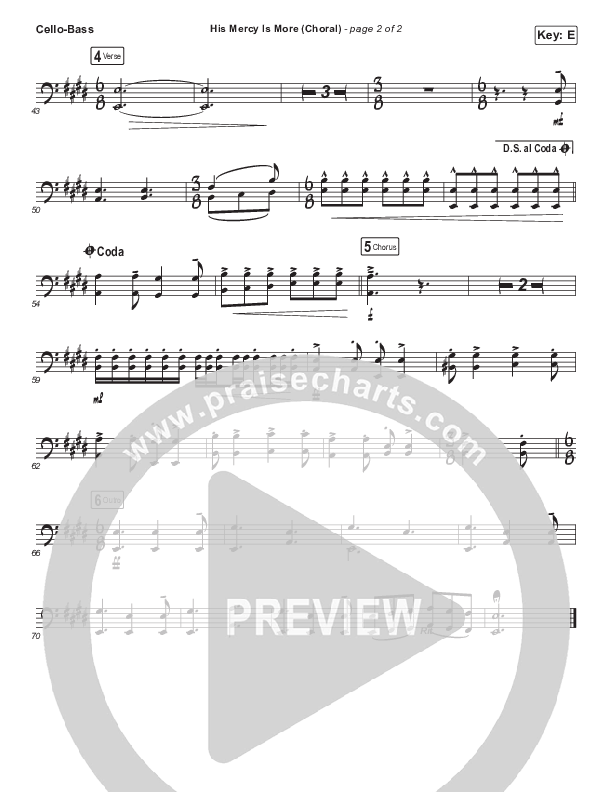 His Mercy Is More (Choral Anthem SATB) Cello/Bass (Matt Papa / Matt Boswell / Arr. Luke Gambill)