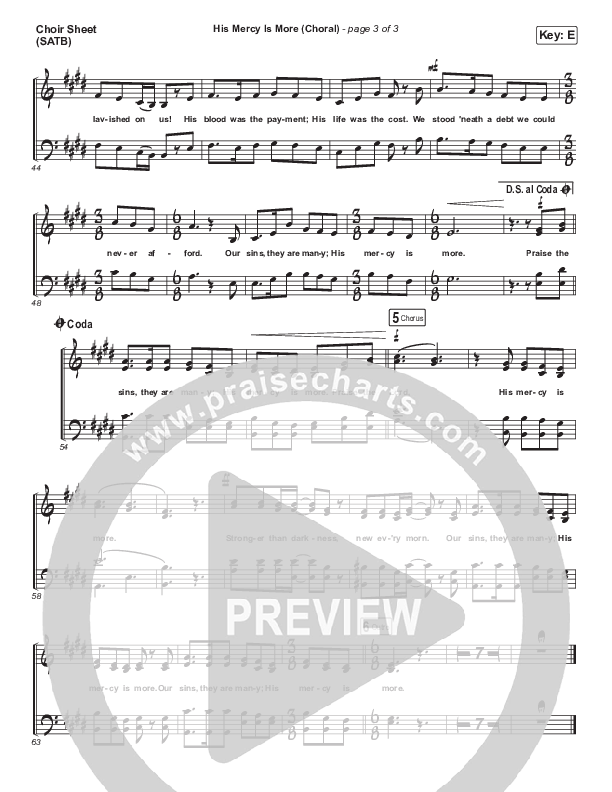 His Mercy Is More (Choral Anthem SATB) Choir Sheet (SATB) (Matt Papa / Matt Boswell / Arr. Luke Gambill)