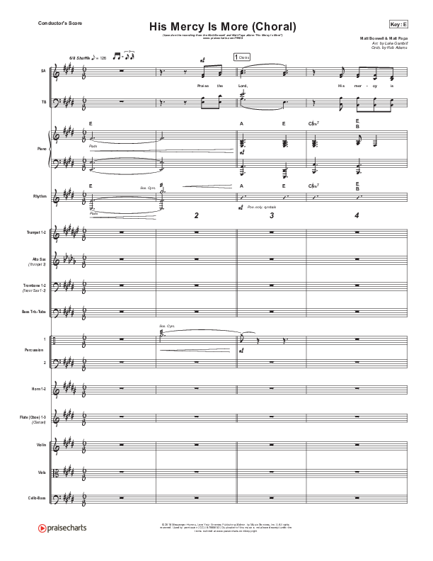 His Mercy Is More (Choral Anthem SATB) Orchestration (Matt Papa / Matt Boswell / Arr. Luke Gambill)