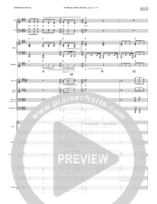His Mercy Is More (Choral Anthem SATB) Conductor's Score (Matt Papa / Matt Boswell / Arr. Luke Gambill)