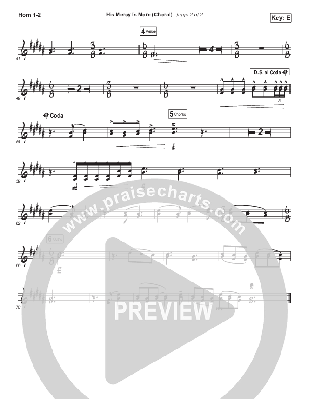 His Mercy Is More (Choral Anthem SATB) French Horn 1/2 (Matt Papa / Matt Boswell / Arr. Luke Gambill)