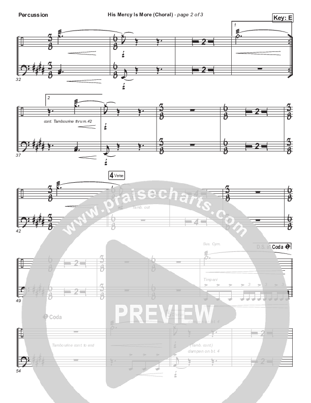 His Mercy Is More (Choral Anthem SATB) Percussion (Matt Papa / Matt Boswell / Arr. Luke Gambill)