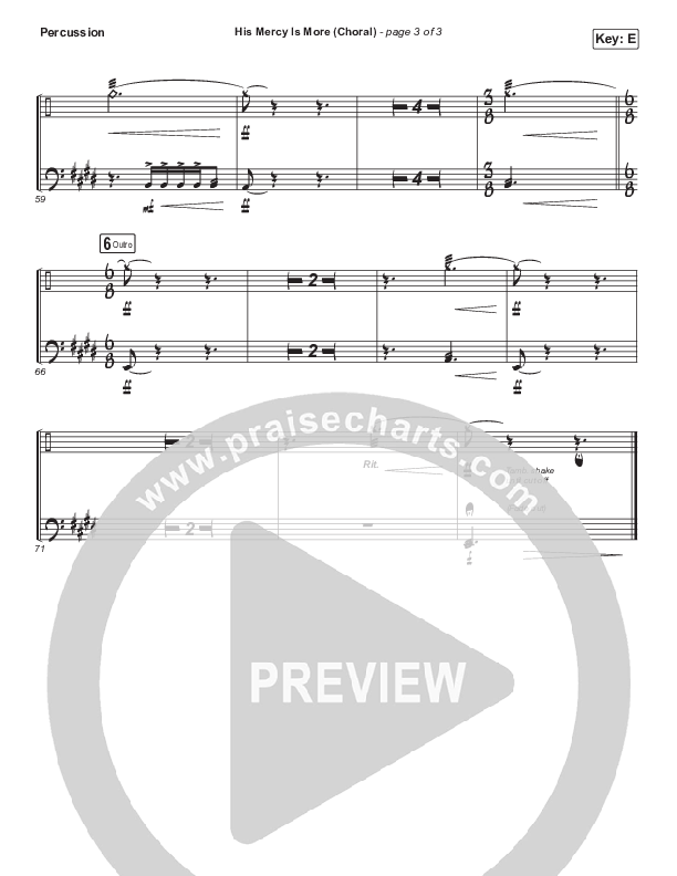 His Mercy Is More (Choral Anthem SATB) Percussion (Matt Papa / Matt Boswell / Arr. Luke Gambill)