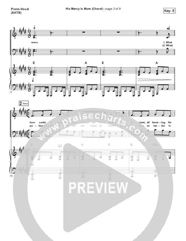 His Mercy Is More (Choral Anthem SATB) Piano/Vocal (SATB) (Matt Papa / Matt Boswell / Arr. Luke Gambill)