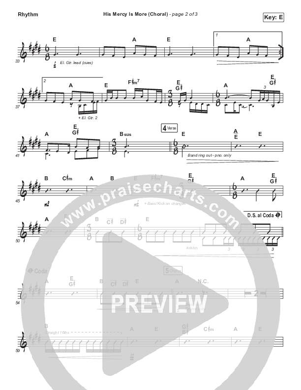 His Mercy Is More (Choral Anthem SATB) Rhythm Chart (Matt Papa / Matt Boswell / Arr. Luke Gambill)