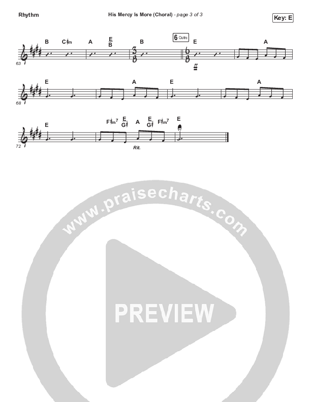 His Mercy Is More (Choral Anthem SATB) Rhythm Chart (Matt Papa / Matt Boswell / Arr. Luke Gambill)