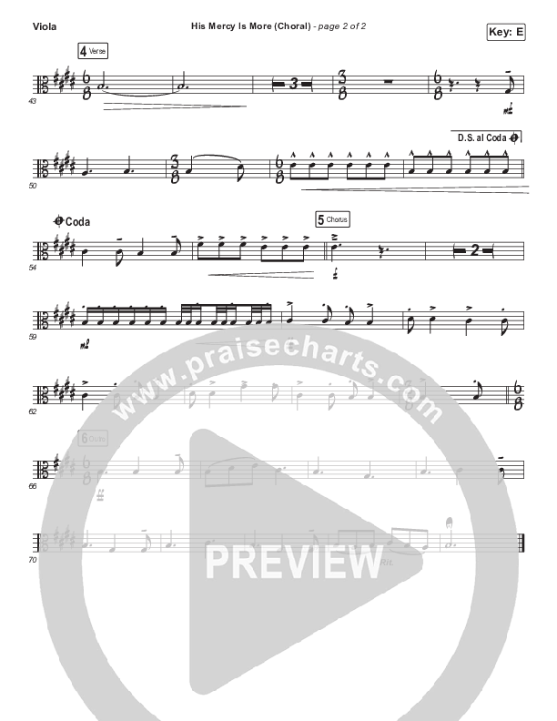 His Mercy Is More (Choral Anthem SATB) Viola (Matt Papa / Matt Boswell / Arr. Luke Gambill)