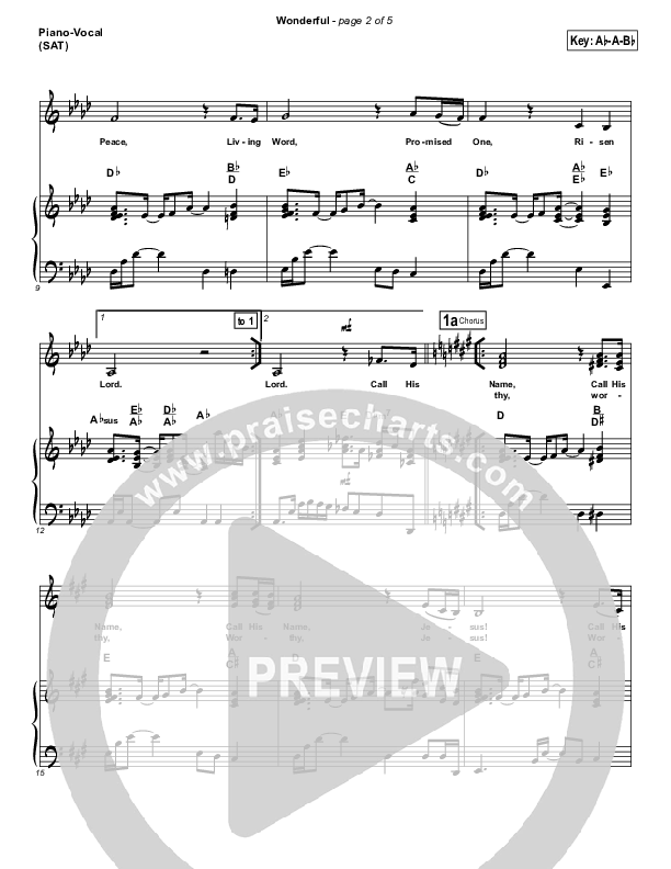 Wonderful Piano/Vocal (SAT) (Evangeline Inman)