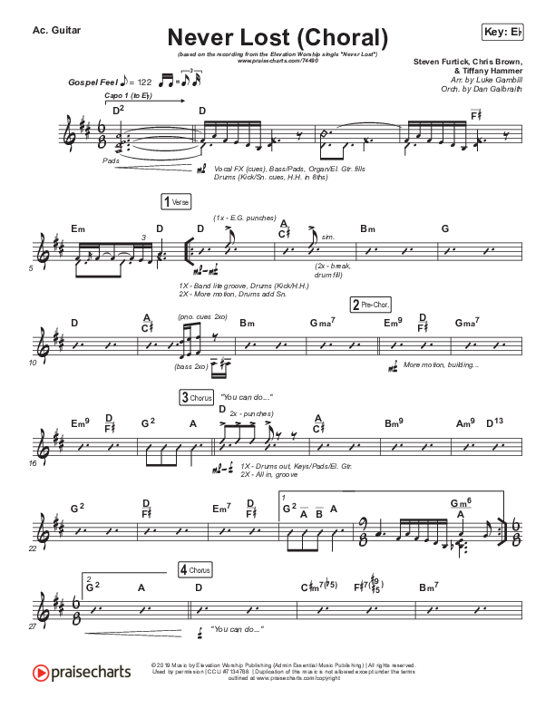 Never Lost (Choral Anthem SATB) Acoustic Guitar (Elevation Worship / Arr. Luke Gambill)