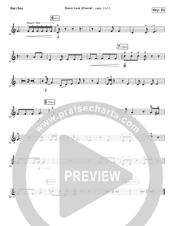 Never Lost (Choral Anthem SATB) Bari Sax (Elevation Worship / Arr. Luke Gambill)