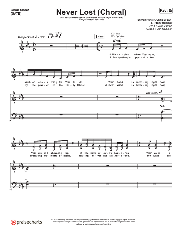 Never Lost (Choral Anthem SATB) Choir Vocals (SATB) (Elevation Worship / Arr. Luke Gambill)