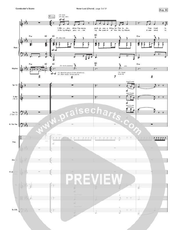 Never Lost (Choral Anthem SATB) Conductor's Score (Elevation Worship / Arr. Luke Gambill)
