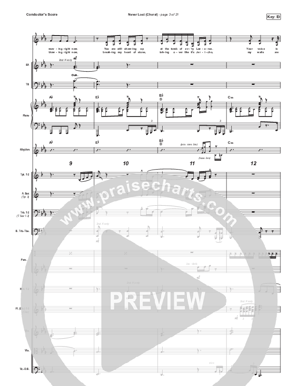Never Lost (Choral Anthem SATB) Conductor's Score (Elevation Worship / Arr. Luke Gambill)