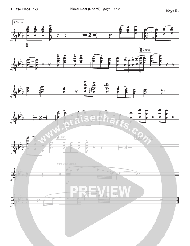 Never Lost (Choral Anthem SATB) Flute/Oboe 1/2/3 (Elevation Worship / Arr. Luke Gambill)