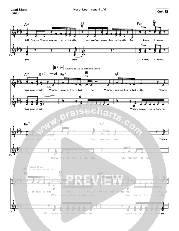 Never Lost (Choral Anthem SATB) Lead Sheet (SAT) (Elevation Worship / Arr. Luke Gambill)