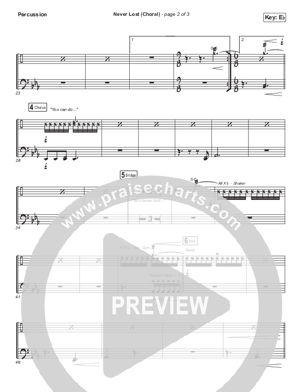 Never Lost (Choral Anthem SATB) Percussion (Elevation Worship / Arr. Luke Gambill)
