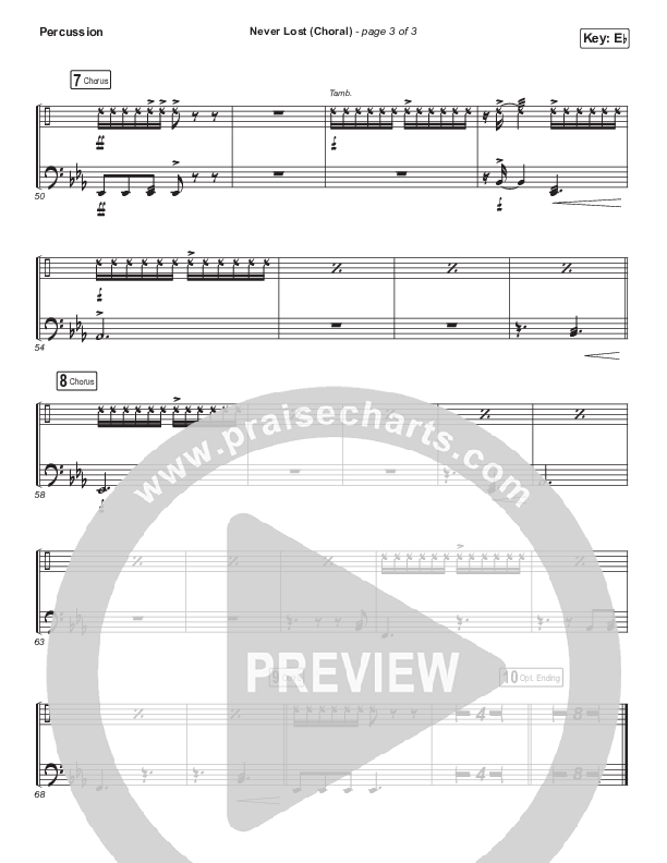 Never Lost (Choral Anthem SATB) Percussion (Elevation Worship / Arr. Luke Gambill)