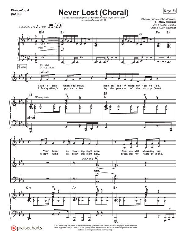 Never Lost (Choral Anthem SATB) Piano/Vocal Pack (PraiseCharts Choral / Elevation Worship / Arr. Luke Gambill)