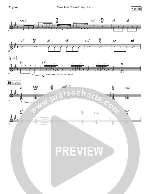 Never Lost (Choral Anthem SATB) Rhythm Chart (Elevation Worship / Arr. Luke Gambill)
