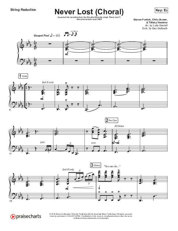 Never Lost (Choral Anthem SATB) String Pack (Elevation Worship / Arr. Luke Gambill)