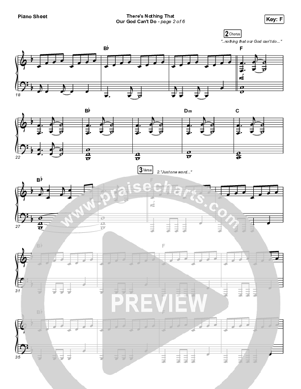 There's Nothing That Our God Can't Do (Live From Passion 2020) Piano Sheet (Passion / Kristian Stanfill)