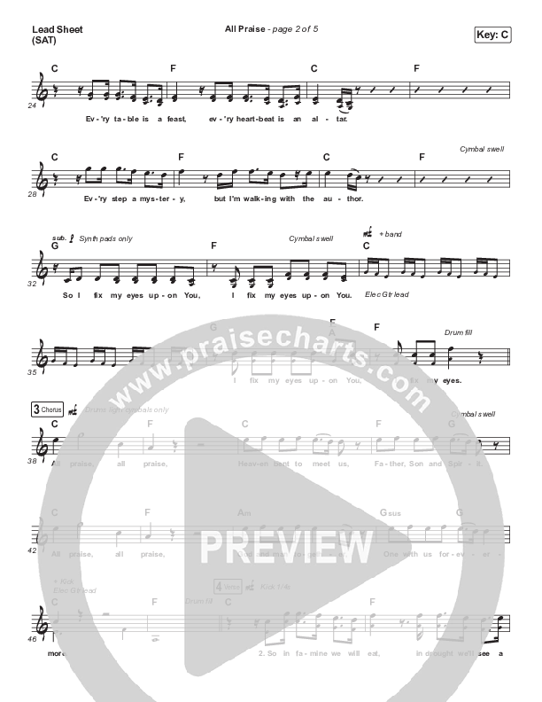 All Praise (Sing Praise) (Live From Passion 2020) Lead Sheet (SAT) (Passion / Sean Curran)