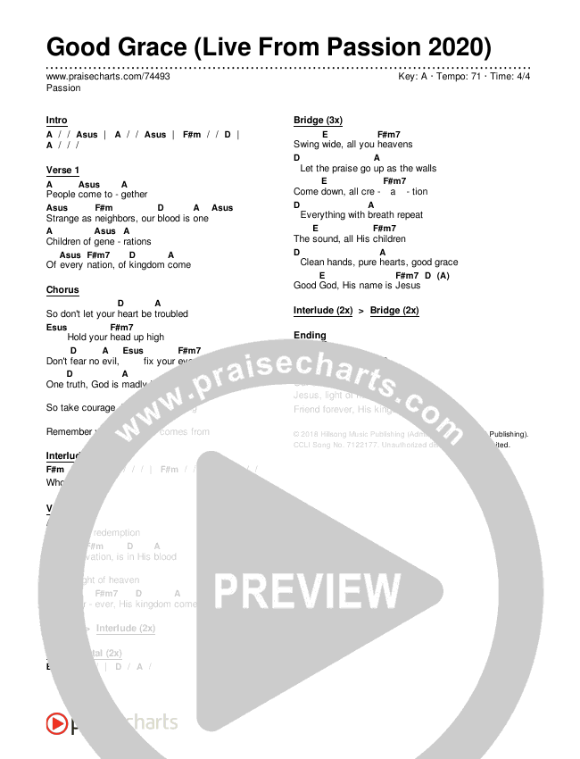 Good Grace (Live From Passion 2020) Chords & Lyrics (Passion)