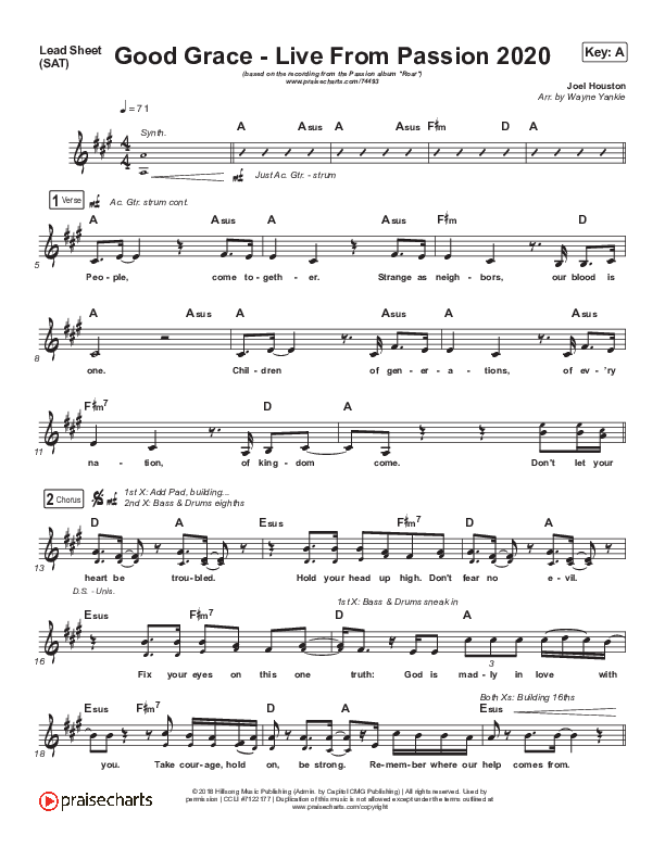 Good Grace (Live From Passion 2020) Lead Sheet (SAT) (Passion)