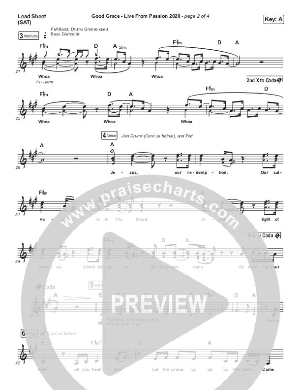 Good Grace (Live From Passion 2020) Lead Sheet (SAT) (Passion)