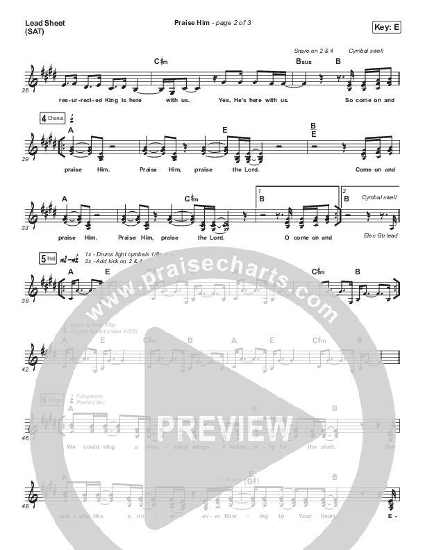 Praise Him (Live From Passion 2020) Lead Sheet (SAT) (Passion / Melodie Malone)