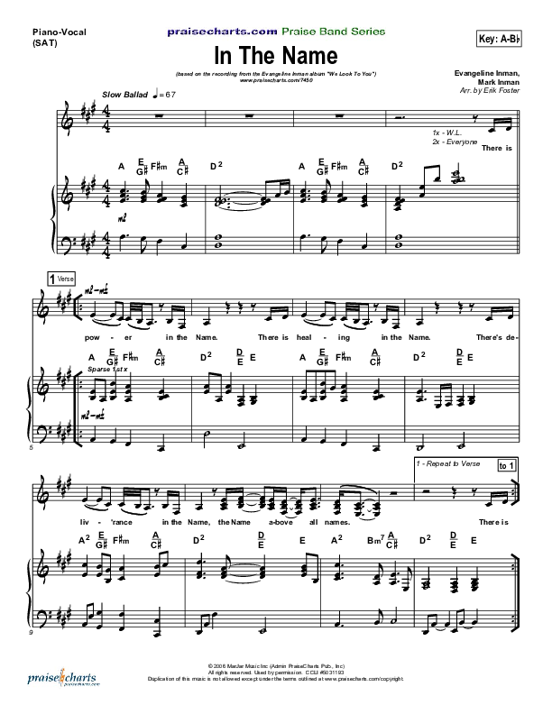 In The Name Piano/Vocal (SAT) (4Given)