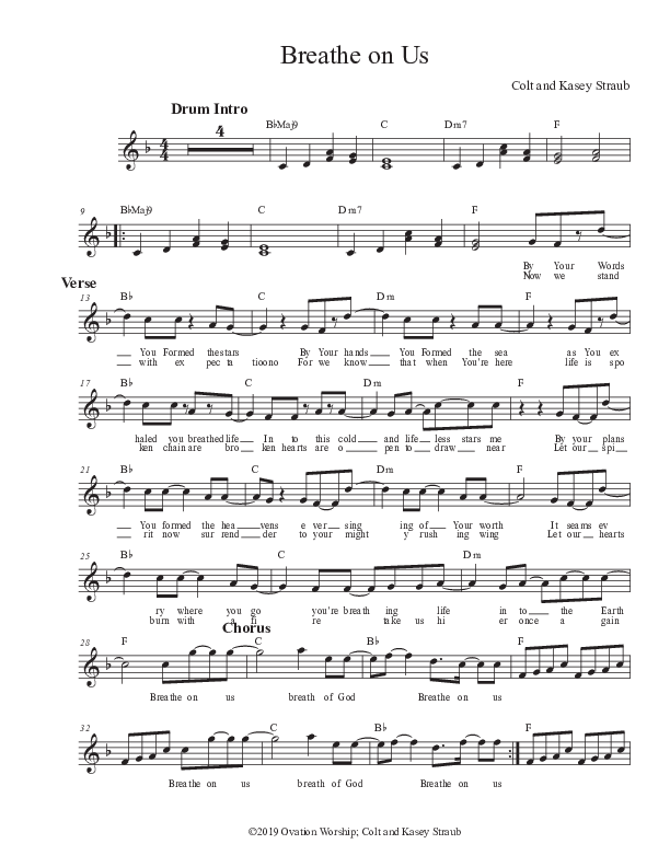 Breathe On Us Lead Sheet (Ovation Worship)