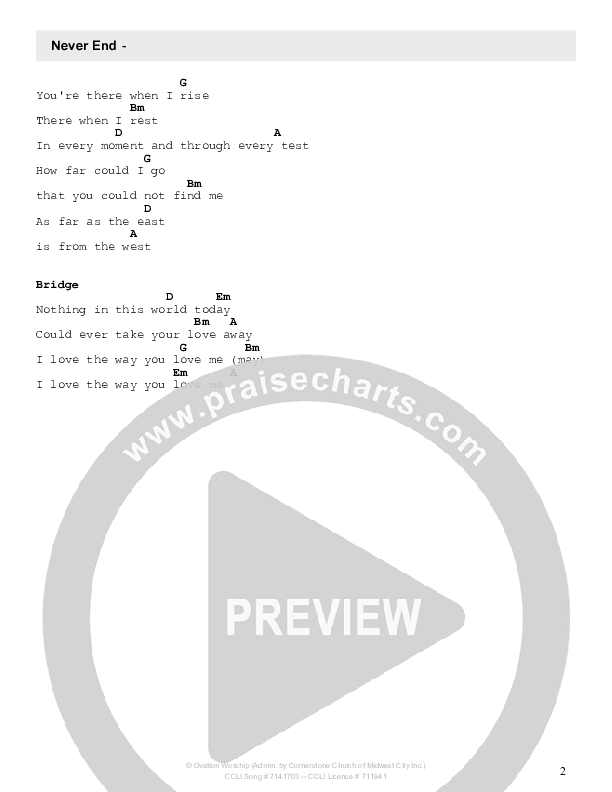 Never End Chords & Lyrics (Ovation Worship)
