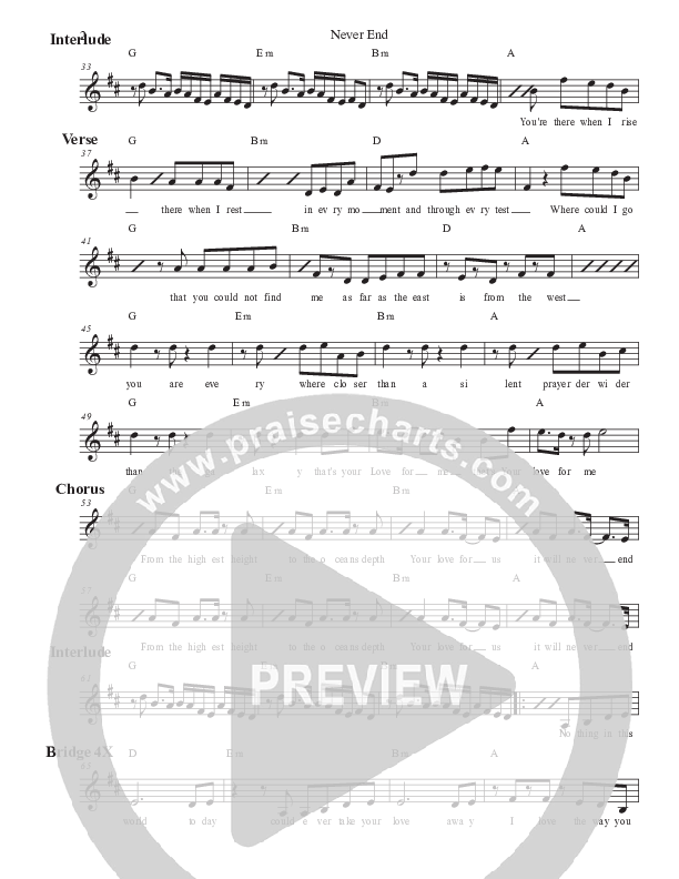 Never End Lead Sheet (Ovation Worship)