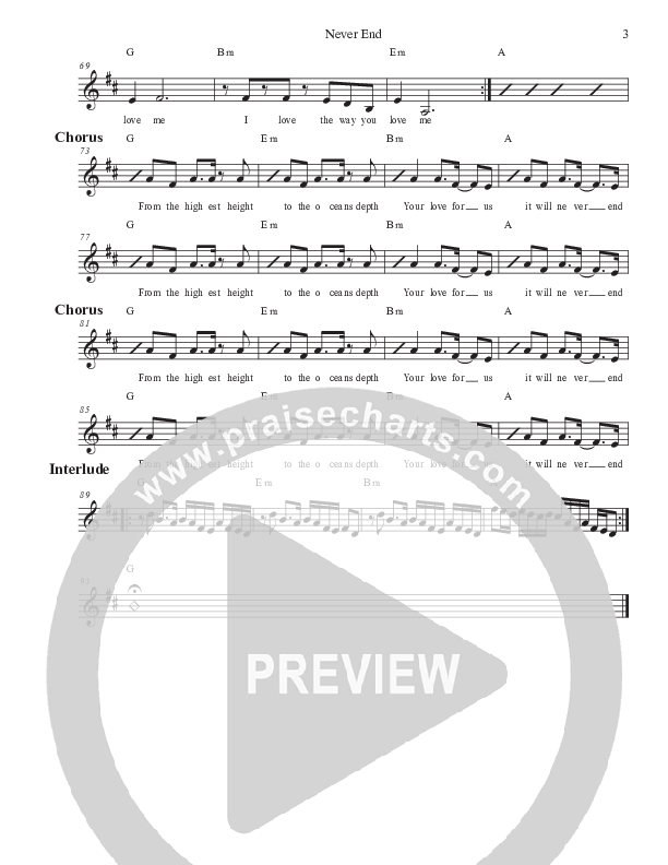 Never End Lead Sheet (Ovation Worship)