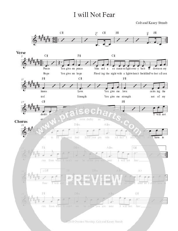 I Will Not Fear Lead Sheet (Ovation Worship)