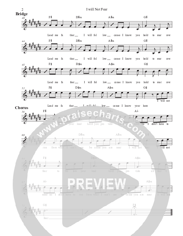 I Will Not Fear Lead Sheet (Ovation Worship)