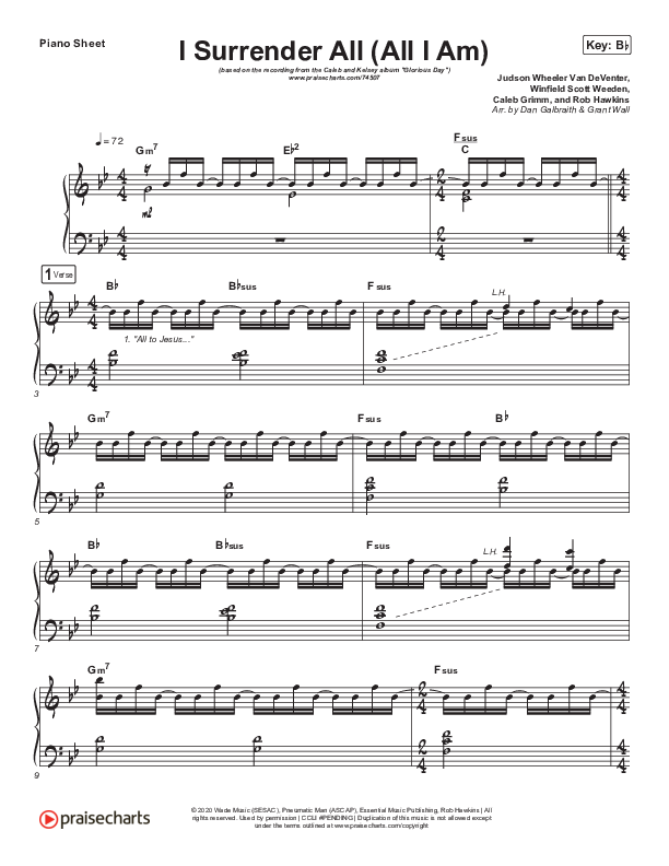 I Surrender All (All I Am) Piano Sheet (Caleb & Kelsey)