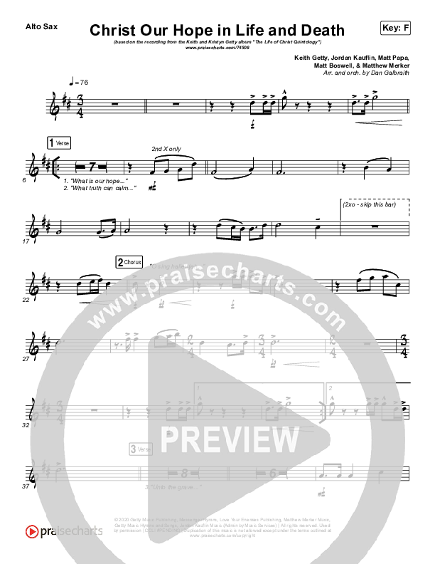 Christ Our Hope In Life And Death Alto Sax (Matt Papa / Keith & Kristyn Getty)