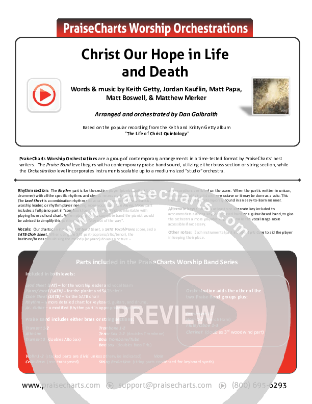 Christ Our Hope In Life And Death Cover Sheet (Matt Papa / Keith & Kristyn Getty)