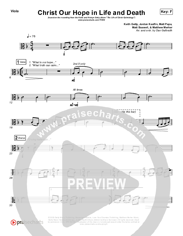 Christ Our Hope In Life And Death Viola (Matt Papa / Keith & Kristyn Getty)