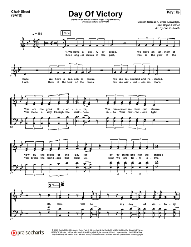 Day Of Victory Choir Sheet (SATB) (Rend Collective)